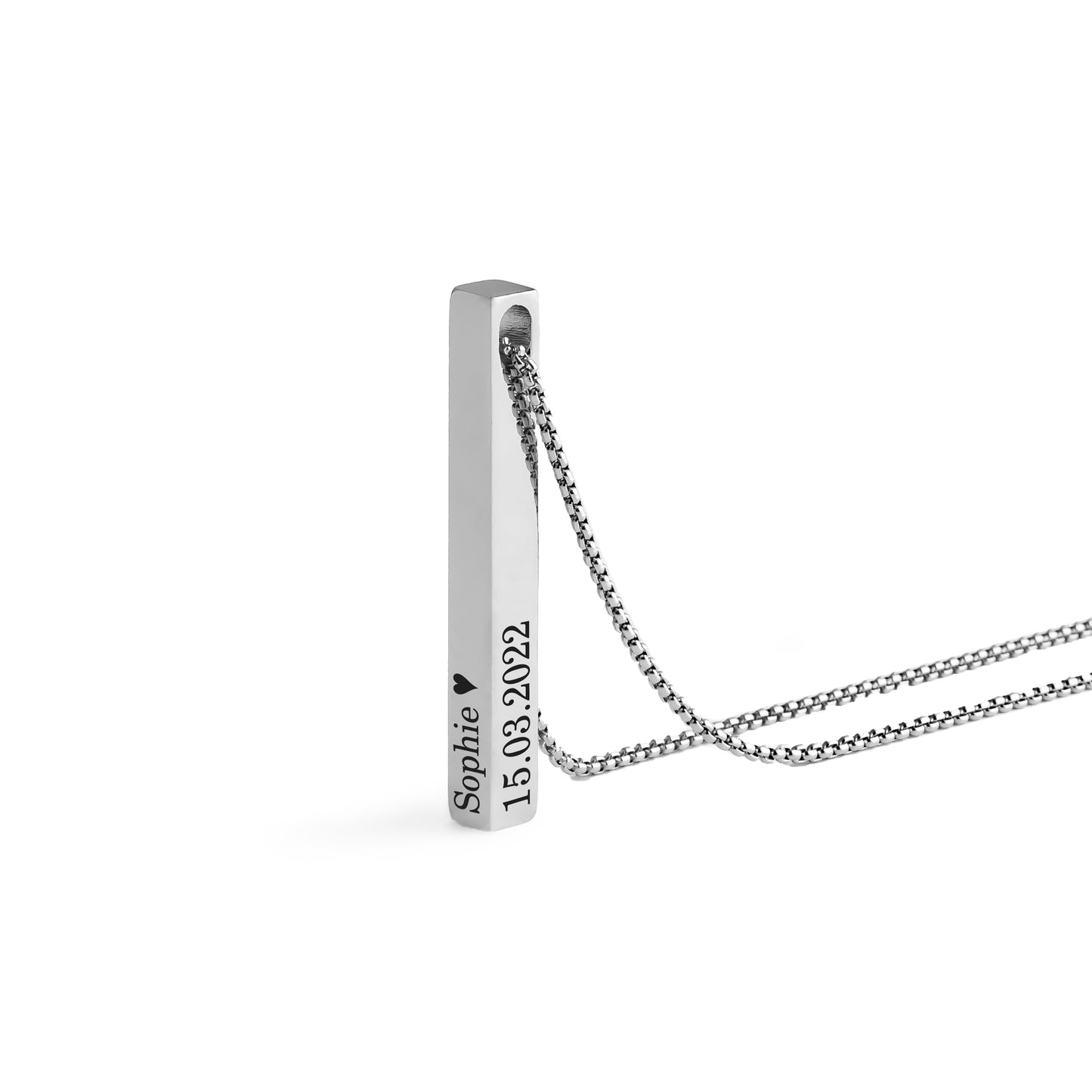 Personalisierte Säulenkette: Zeitlose Eleganz in Schwarz, Silber oder Gold - MemoraColumn