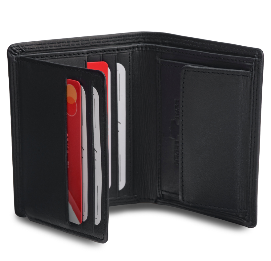 Schwarze Eleganz: Personalisierte Kompakt-Brieftasche - LuxeMark Noir