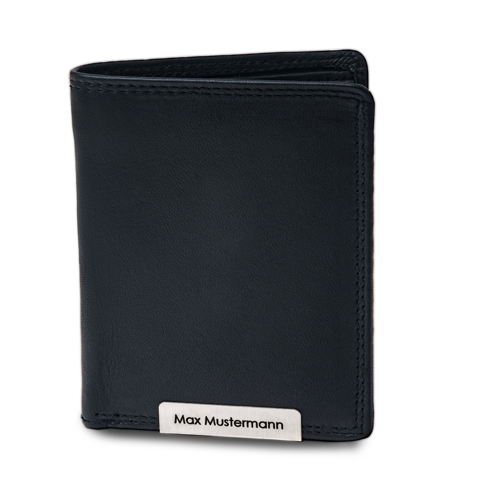 Schwarze Eleganz: Personalisierte Kompakt-Brieftasche - LuxeMark Noir