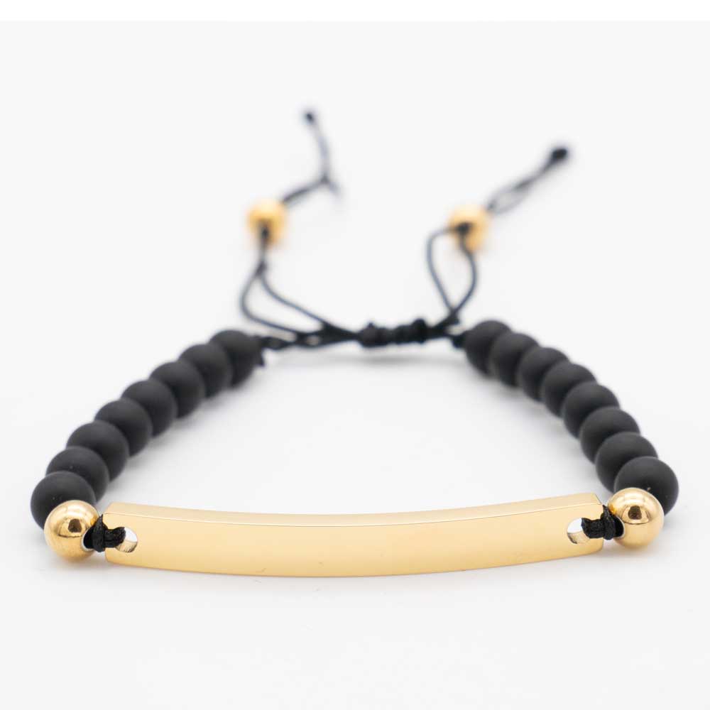 Plattenarmband mit schwarzen Perlen: Zeitlose Eleganz in Silber oder Gold - AeonElegance