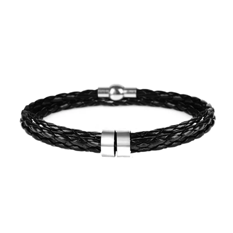 Lederarmband mit gravierten Ringen - Ring of Elegance