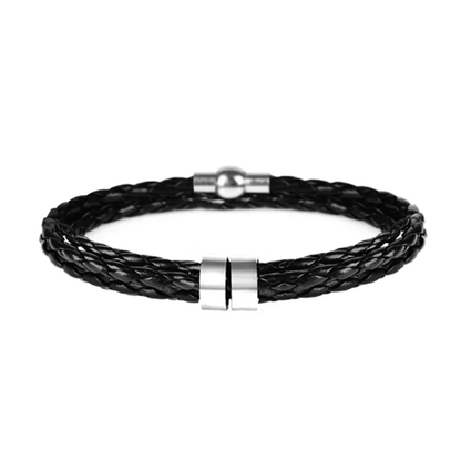 Lederarmband mit gravierten Ringen - Ring of Elegance