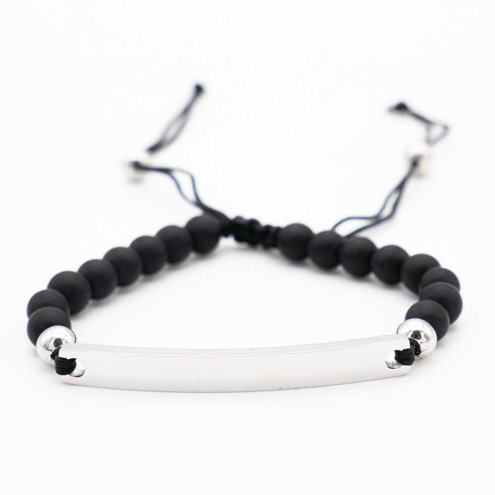 Plattenarmband mit schwarzen Perlen: Zeitlose Eleganz in Silber oder Gold - AeonElegance