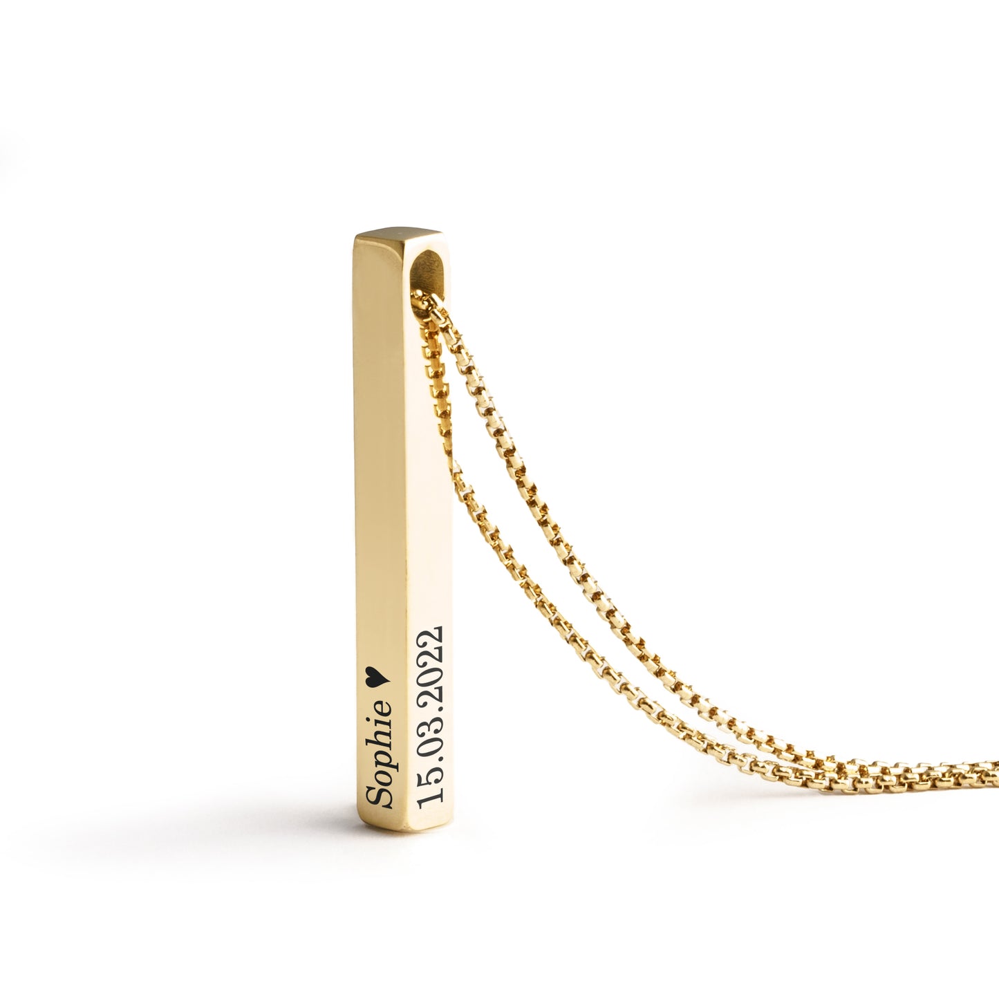 Personalisierte Säulenkette: Zeitlose Eleganz in Schwarz, Silber oder Gold - MemoraColumn