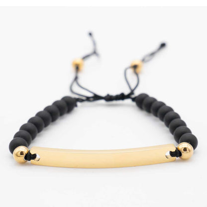 Plattenarmband mit schwarzen Perlen: Zeitlose Eleganz in Silber oder Gold - AeonElegance